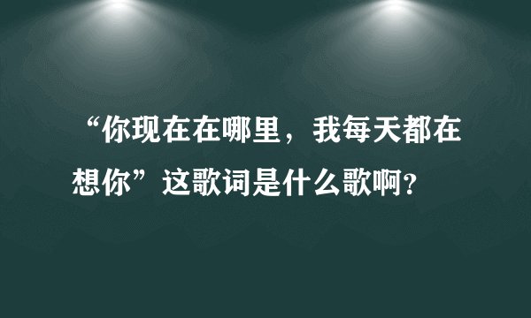“你现在在哪里,我每天都在想你”这歌词是什么歌啊?