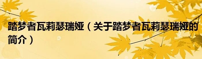 踏梦者瓦莉瑟瑞娅（关于踏梦者瓦莉瑟瑞娅的简介）