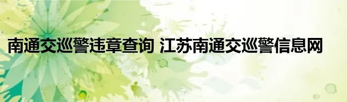 南通交巡警违章查询 江苏南通交巡警信息网