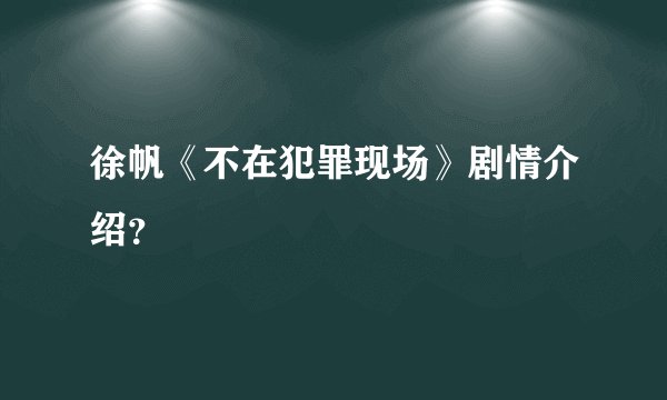 徐帆《不在犯罪现场》剧情介绍？