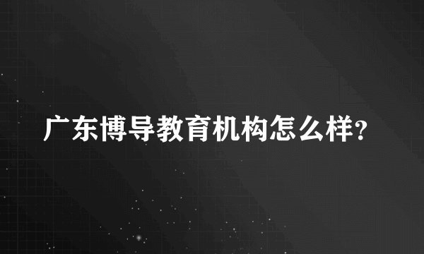 广东博导教育机构怎么样？