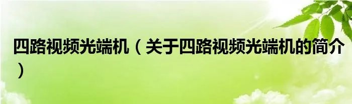 四路视频光端机（关于四路视频光端机的简介）