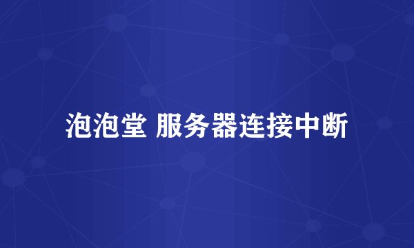 泡泡堂 服务器连接中断
