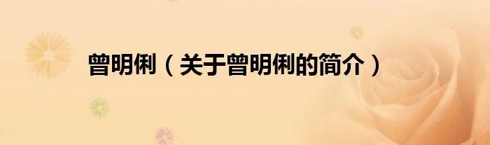 曾明俐（关于曾明俐的简介）