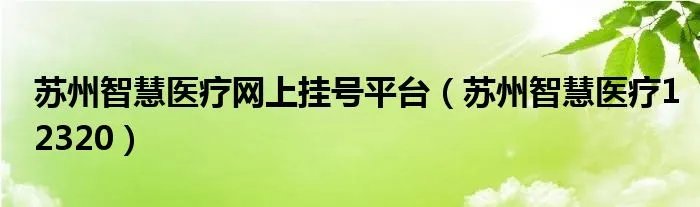 苏州智慧医疗网上挂号平台（苏州智慧医疗12320）