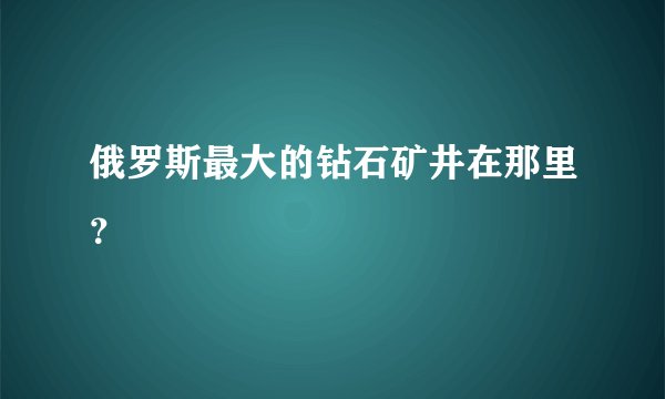 俄罗斯最大的钻石矿井在那里？