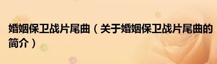 婚姻保卫战片尾曲（关于婚姻保卫战片尾曲的简介）
