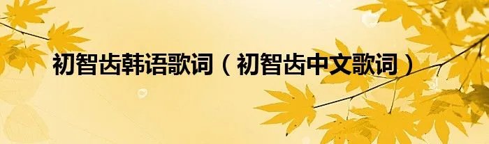 初智齿韩语歌词（初智齿中文歌词）