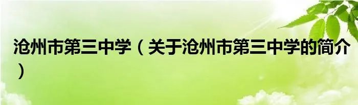 沧州市第三中学（关于沧州市第三中学的简介）