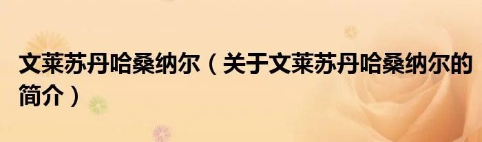 文莱苏丹哈桑纳尔（关于文莱苏丹哈桑纳尔的简介）