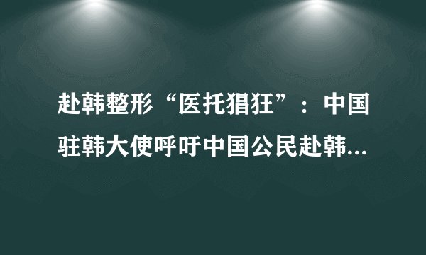 赴韩整形“医托猖狂”:中国驻韩大使呼吁中国公民赴韩整容需谨慎
