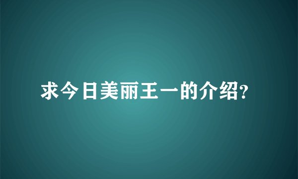 求今日美丽王一的介绍？