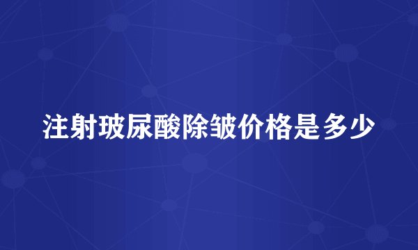 注射玻尿酸除皱价格是多少