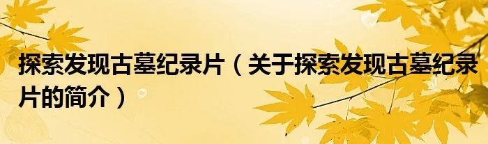 探索发现古墓纪录片（关于探索发现古墓纪录片的简介）