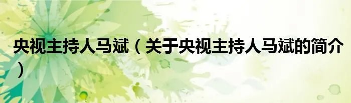 央视主持人马斌（关于央视主持人马斌的简介）