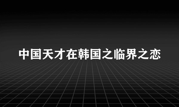 中国天才在韩国之临界之恋