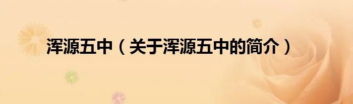 浑源五中（关于浑源五中的简介）