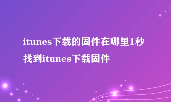 itunes下载的固件在哪里1秒找到itunes下载固件