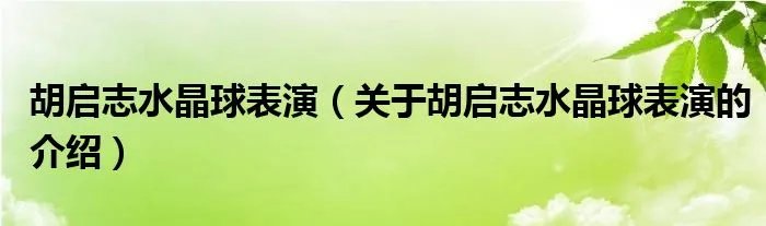 胡启志水晶球表演（关于胡启志水晶球表演的介绍）