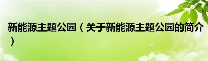 新能源主题公园（关于新能源主题公园的简介）