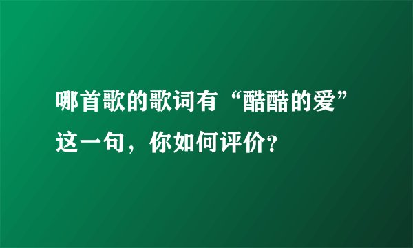 哪首歌的歌词有“酷酷的爱”这一句,你如何评价?
