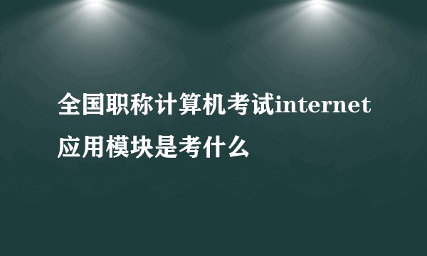 全国职称计算机考试internet应用模块是考什么