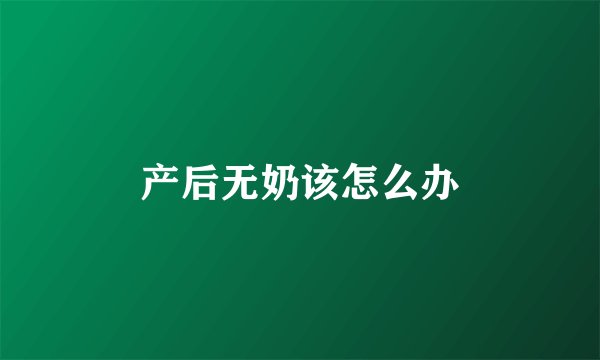 产后无奶该怎么办