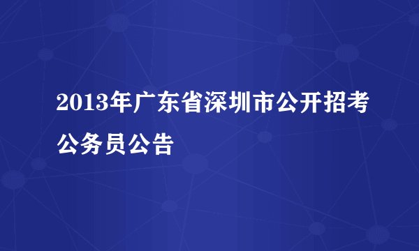 2013年广东省深圳市公开招考公务员公告