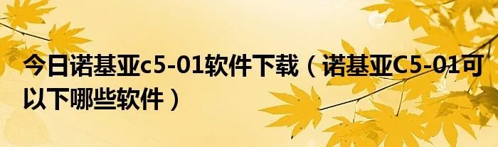 今日诺基亚c5-01软件下载（诺基亚C5-01可以下哪些软件）