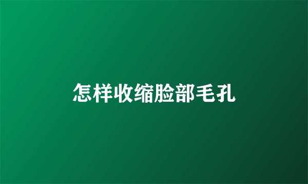 怎样收缩脸部毛孔