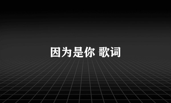 因为是你 歌词