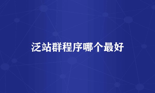 泛站群程序哪个最好