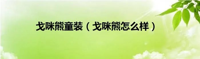 戈咪熊童装（戈咪熊怎么样）