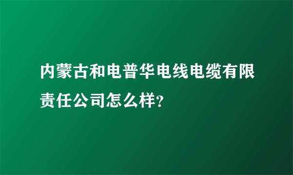 内蒙古和电普华电线电缆有限责任公司怎么样?