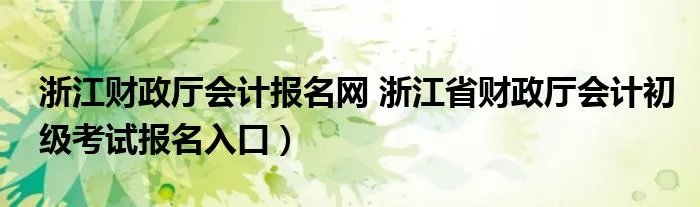 浙江财政厅会计报名网 浙江省财政厅会计初级考试报名入口）