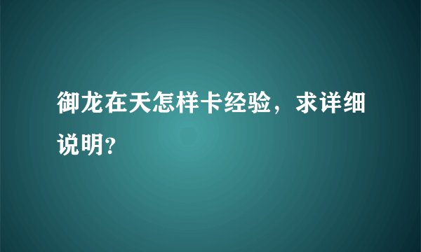 御龙在天怎样卡经验，求详细说明？
