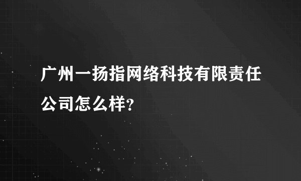 广州一扬指网络科技有限责任公司怎么样？