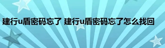 建行u盾密码忘了 建行u盾密码忘了怎么找回