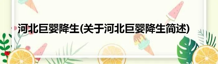 河北巨婴降生(关于河北巨婴降生简述)