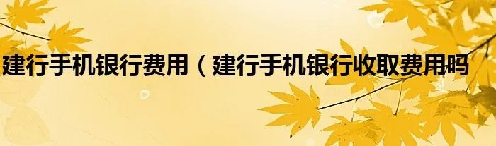 建行手机银行费用（建行手机银行收取费用吗