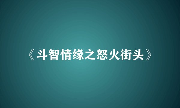 《斗智情缘之怒火街头》