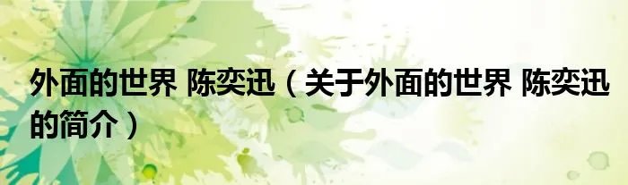 外面的世界 陈奕迅（关于外面的世界 陈奕迅的简介）