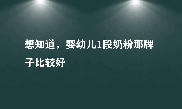 想知道，婴幼儿1段奶粉那牌子比较好
