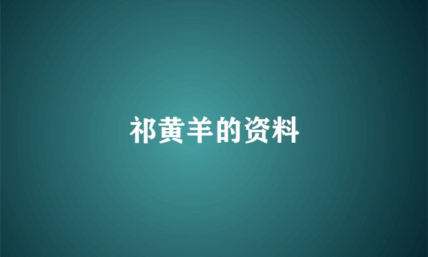 祁黄羊的资料