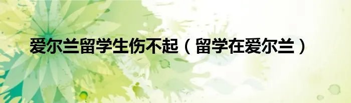 爱尔兰留学生伤不起（留学在爱尔兰）