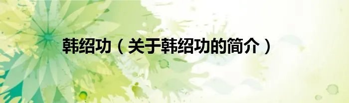 韩绍功（关于韩绍功的简介）