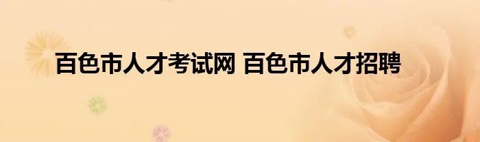 百色市人才考试网 百色市人才招聘
