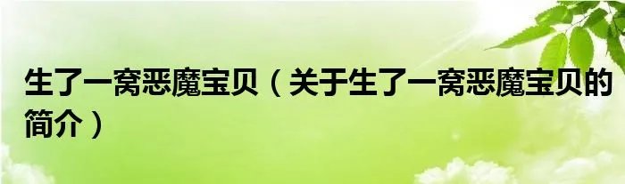 生了一窝恶魔宝贝(关于生了一窝恶魔宝贝的简介)