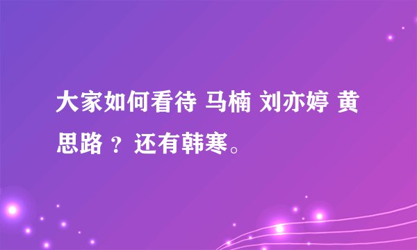 大家如何看待 马楠 刘亦婷 黄思路 ?还有韩寒。