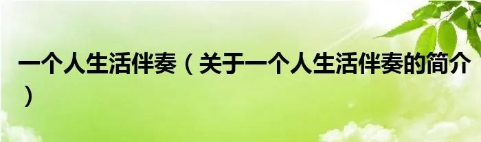 一个人生活伴奏（关于一个人生活伴奏的简介）